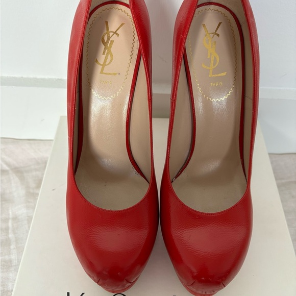 Yves Saint Laurent Tibtoo Red Leather Stilettos - Picture 3 of 7